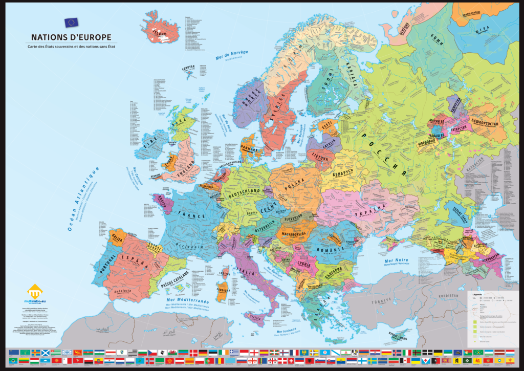 Carte des nations d'Europe (multilingue)